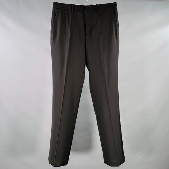 HELMUT LANG Size 34 Car Trouser Black Wool Zip Fly Dress Pants - Picture 1 of 5